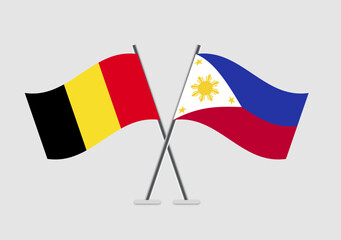 Belgium and Philippines vector flags illustration for joint events