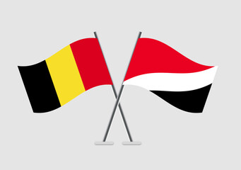 Belgium and Principality of Sealand vector flags in diplomatic pose flat design