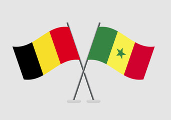 Belgium and Senegal vector flags artwork on simple gradient base