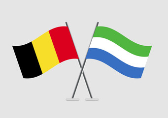 Belgium and Sierra Leone vector flags icon for global cooperation