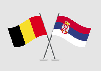 Belgium and Serbia vector flags featured in global discussion theme