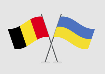 Belgium and Ukraine vector flags illustration representing alliance