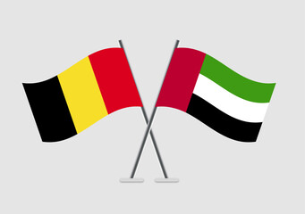 Belgium and United Arab Emirates vector flags illustration with unity tone