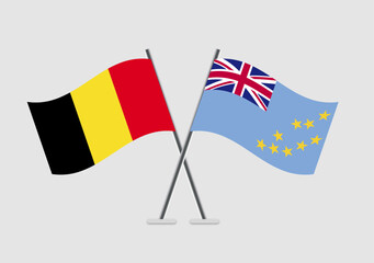 Belgium and Tuvalu vector flags artwork with calm symbolism
