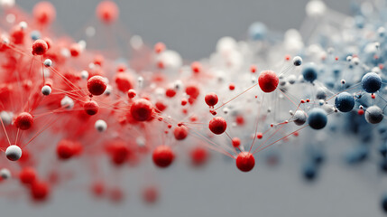 Chaotic abstract linear geometry with intersecting blue and red lines over clean white background in flat 2D style. Dynamic mathematical structure suitable for modern poster or creative layout design.