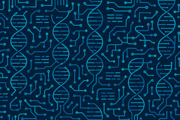 Complex patterns of DNA and circuit designs create a captivating fusion of biology and technology