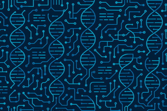 Complex patterns of DNA and circuit designs create a captivating fusion of biology and technology