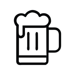 Beer mug icon vector illustration. Classic frothy beer glass symbol for bar, pub, brewery, Oktoberfest, or beverage design