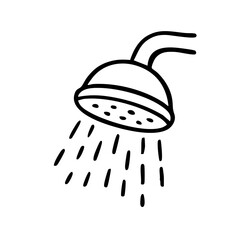 シャワー　線画　手書き