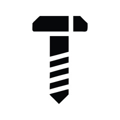 Screw icon vector illustration. Classic hardware symbol for construction, engineering, fastening, repair, DIY, or mechanical design