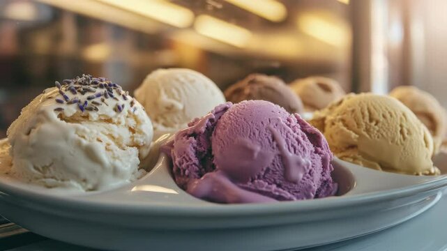 A selection of scrumptious ice cream cones with various flavors and colors.