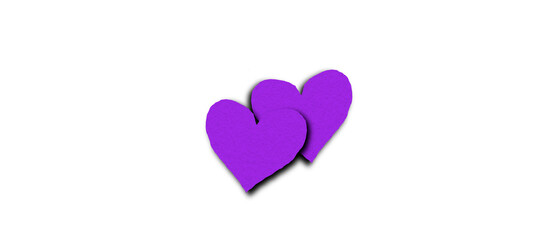 Purple paper heart shape isolated on transparent background. Valentine's Day. Red heart with shadow. Love. Illustration.
