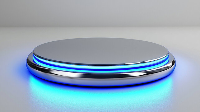 Modern Illuminated Pedestal for Product Display with Blue Glowing Light Effect