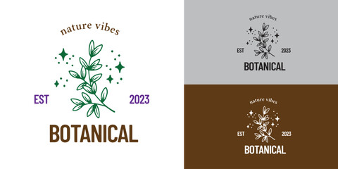 Botanical green logo vintage simple and clean