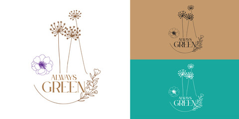 Botanical green logo vintage simple and clean