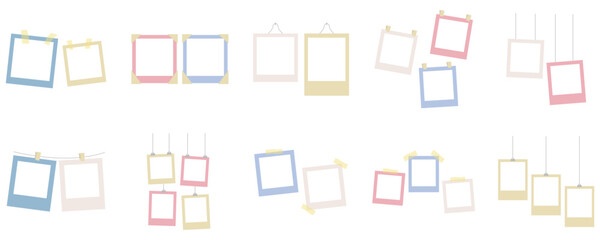 Set of Vector blank photo frame with pastel colors
