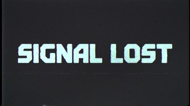 SIGNAL LOST title with VHS texture on a transparent alpha channel.