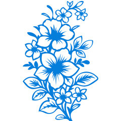 One color flower art, abstract blue color art flower, single flower, ceramic background vector, metalic decorate art, glass flower, tiles, marble flower illustration.