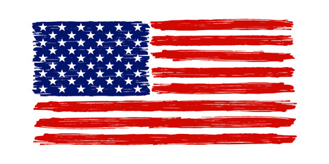 American flag grunge paint texture. USA Flag. Vector Illustration of United States Of America flag with scratch texture.