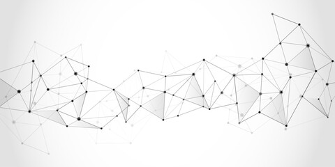 Abstract technology Network background with polygonal shapes on white Vector nodes, digital connection, science technology, data structure, layout, connected points, web.