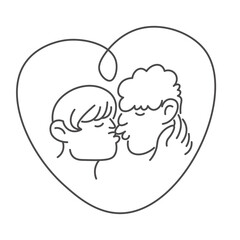 romantic lgbt couple in doodle style in vector. image for poster, sticker, postcard, invitation