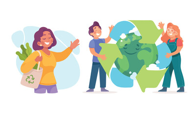 Illustration of Sustainable Living and Environmental Awareness for a Greener Future