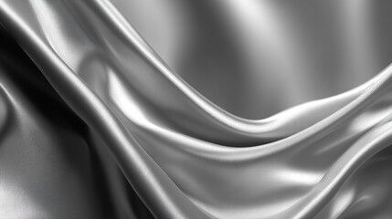 Elegant Silver Silk Fabric Background with Waves and Soft Reflections