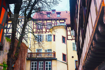View of old traditional half-timbered houses, Strasbourg, France
