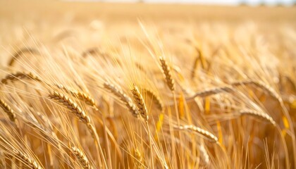 Ripe barley ears gently swaying in the wind, creating beautiful patterns of light and shadow across the golden field