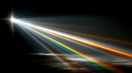 Abstract Illustration of Light Spectrum and Reflection on Water with Dark Background