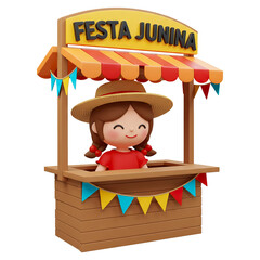 Mulher Caipira em Barraca de Festa Junina