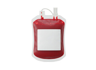 Blood bag donation medical supply isolated on transparent background