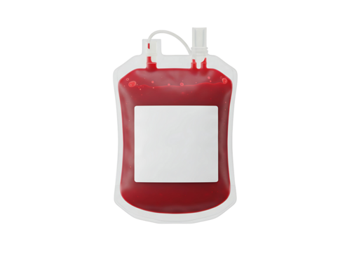 Blood bag donation medical supply isolated on transparent background