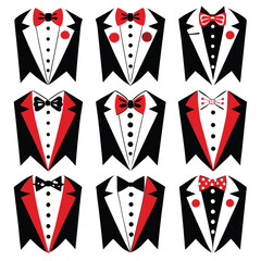 illustration of black and white tuxedo styles