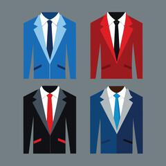 illustration of four different mens suits with ties