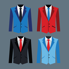 illustration of four different mens suits with ties