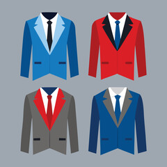 illustration of four different mens suits with ties