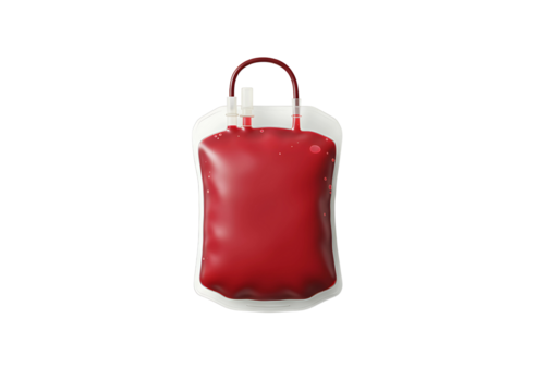 Blood bag donation medical supply isolated on transparent background