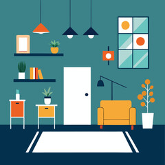 vector designs of minimalist interior spaces