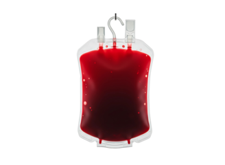 Blood bag donation medical supply isolated on transparent background