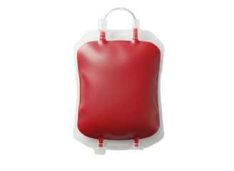 Blood bag donation medical supply isolated on transparent background