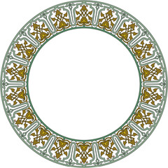 Vintage gold oval and round frames with ornate floral patterns, ideal for invitations or elegant retro designs