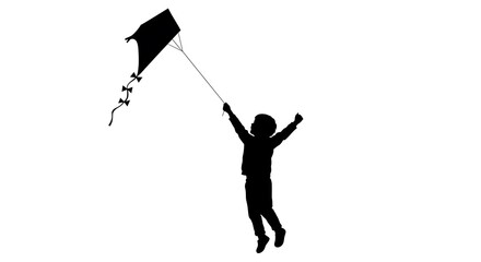 Silhouette of Child Flying Kite