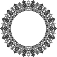 Round lace frame vector pattern ornament design border decoration vintage circle floral illustration card