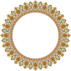 Vintage vector round frame with ornate gold floral decoration