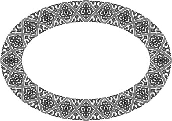 Ornate gold floral round frame with a vintage lace pattern border on white