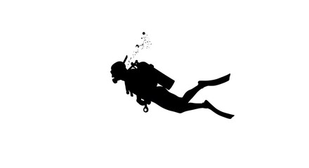 Scuba Diver Silhouette with Bubbles
