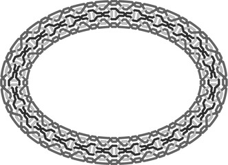 Golden chain circle frame vector decoration with a round lace pattern