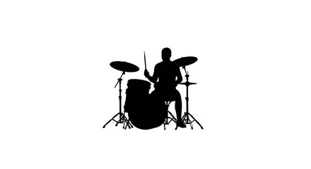 Drummer Silhouette Performing on Drum Set