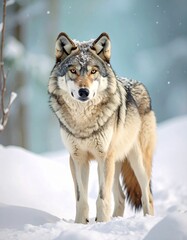 Fototapeta premium close up image of a wolf looking at camera